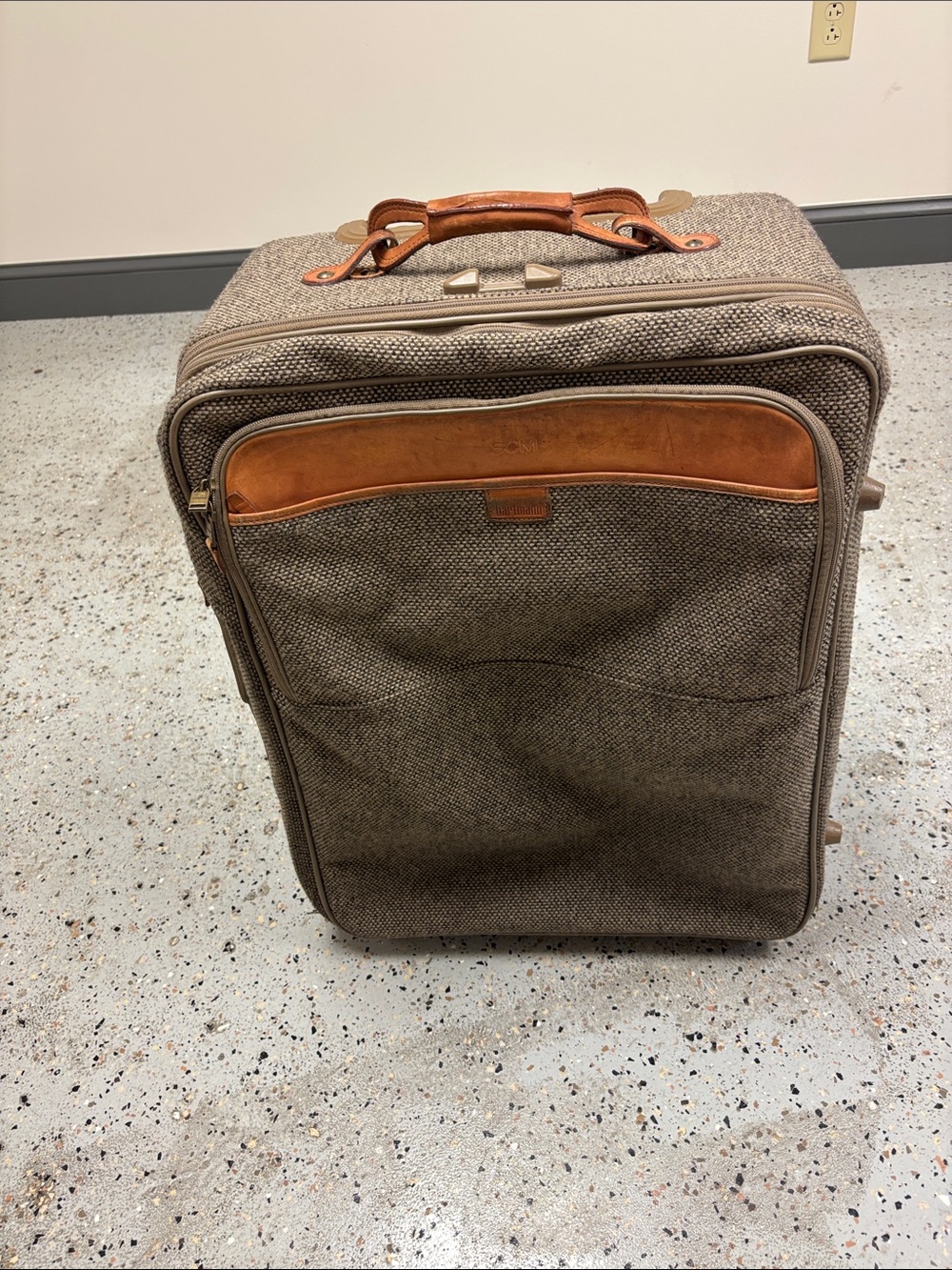 Classic Men's Brown Canvas Carry-On with Tan Leather Trim